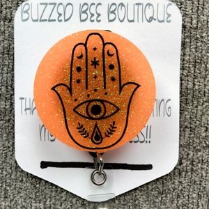Hamsa Symbol Of Good Luck And Protection Retractable Name Badge Reel ID Holder